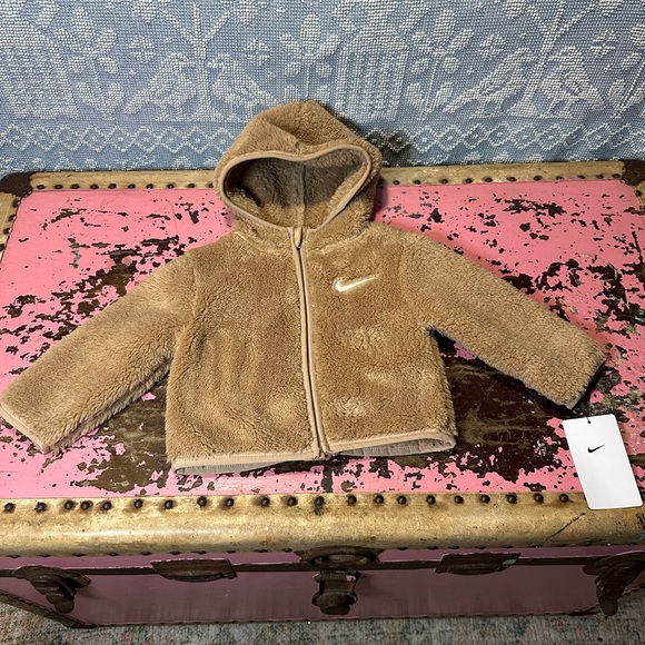 Nike Other - NIKE infant brown fuzzy teddy bear coat sz 12 mo - NWT
